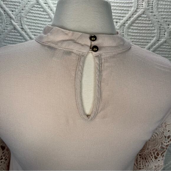 JODIFL | Cream Long Bishop Style Sleeve Lace Detail Flare Out Boho Top - Picture 6 of 11